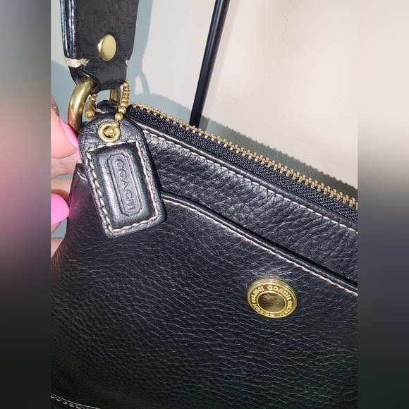 Coach Black Pebbled Leather Crossbody Purse Swing Back Y2K - Picture 8 of 15